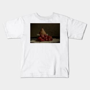 Bosc Pear and Grapes - Old World Stills Series Kids T-Shirt